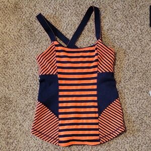 Striped Orange and Navy Tank Top